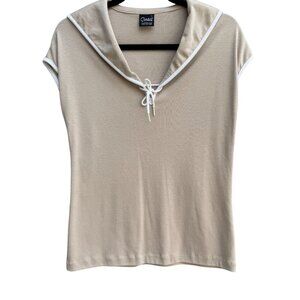 Catalina Vintage 60s 70s Womens Tan Sailor Collar Sleeveless Nautical Shirt L